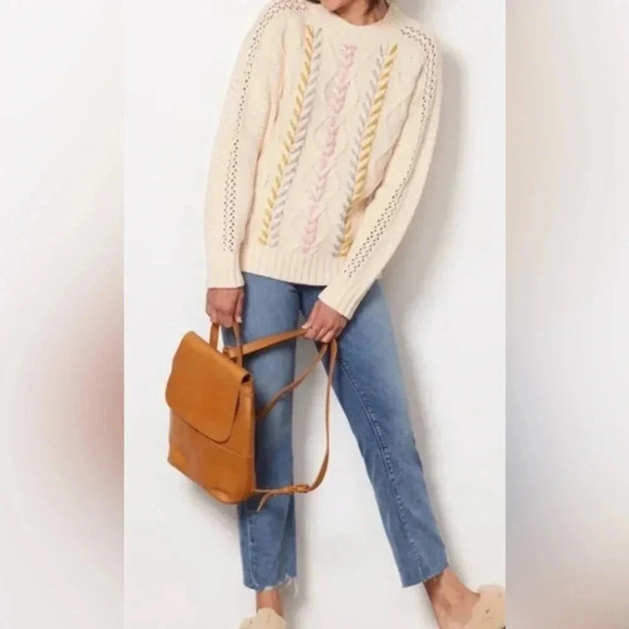 NWT Michael Stars Grace Pullover Sweater Chalk Combo Size XS - Picture 5 of 8